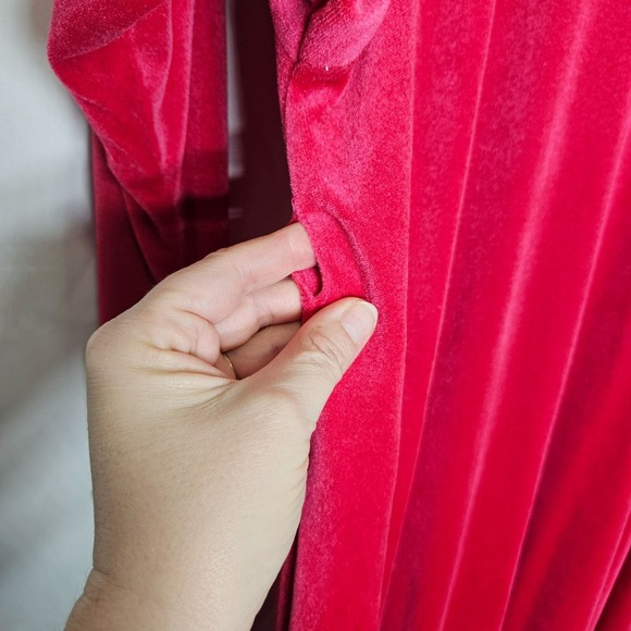 Vintage Neusteters Pink Velour Evening Maxi Gown Pearl Rhinestone Embellishments - Picture 14 of 16